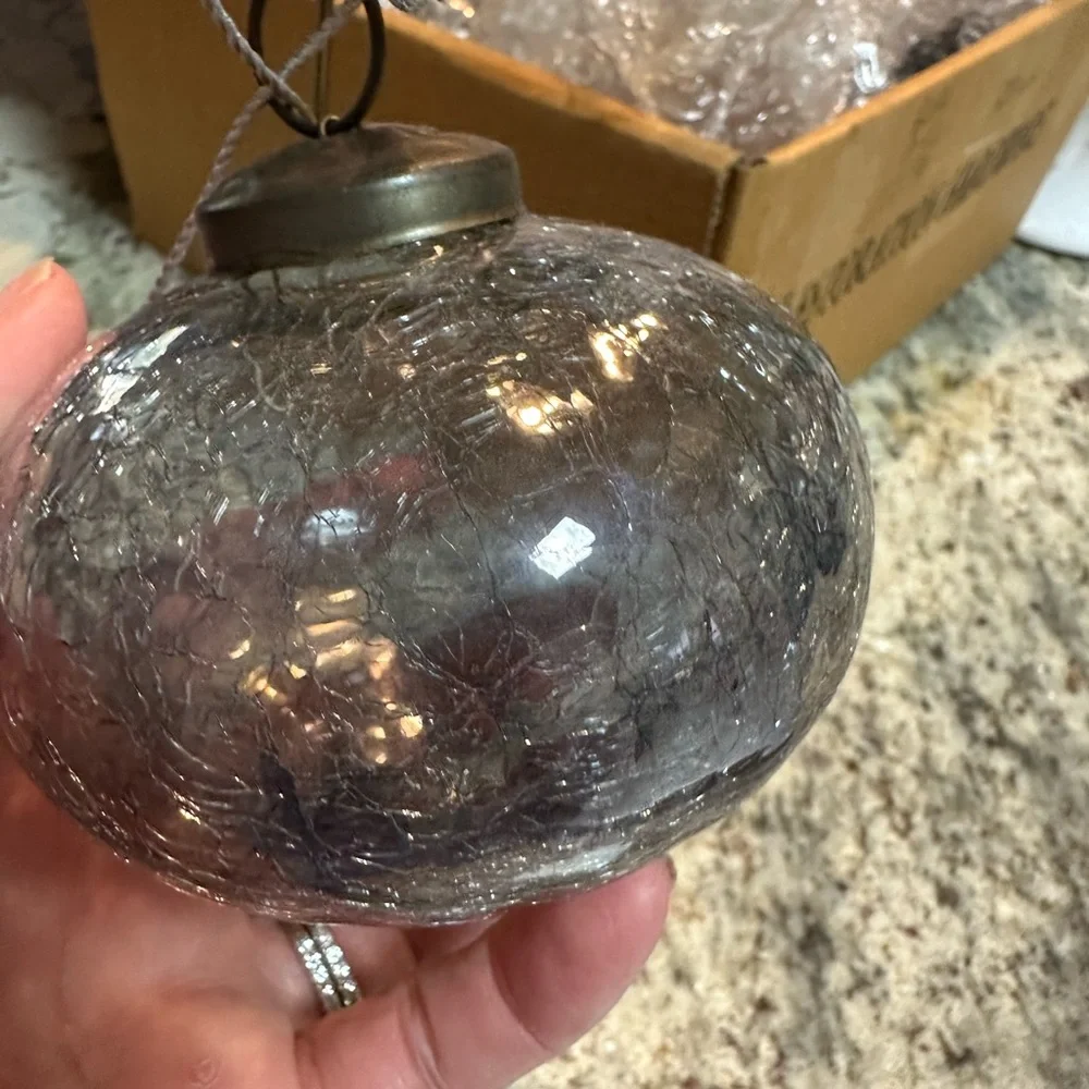 Set of 4 RH Handblown Mercury Smoke Onion Glass Christmas Ornaments kugel style